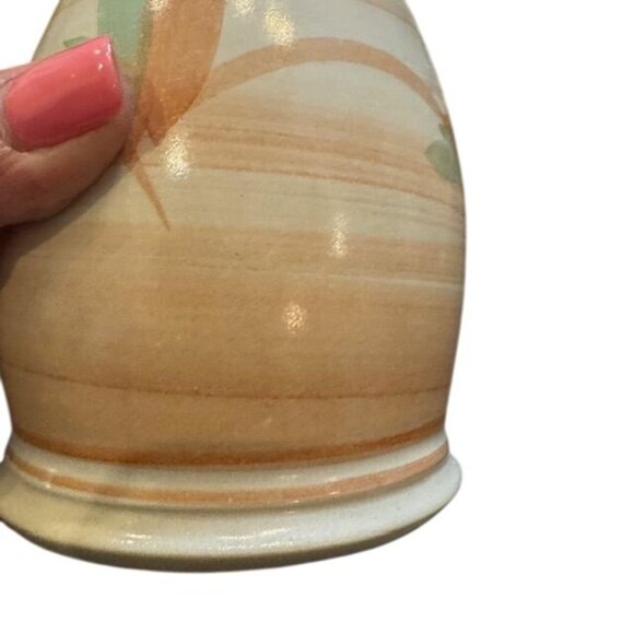 Handcrafted Ceramic Vase With Abstract Leaf Design & Neutral Tones - Picture 6 of 6